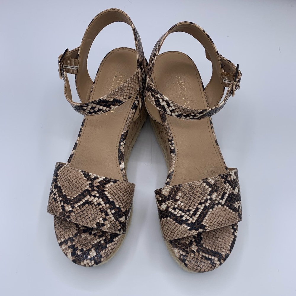 Snake print wedge heel sandals size 8